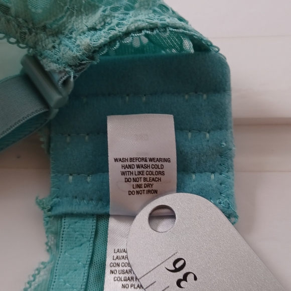 JACQUELINE SMITH BRA 38D mint red flowers lacy underwire - Picture 4 of 6